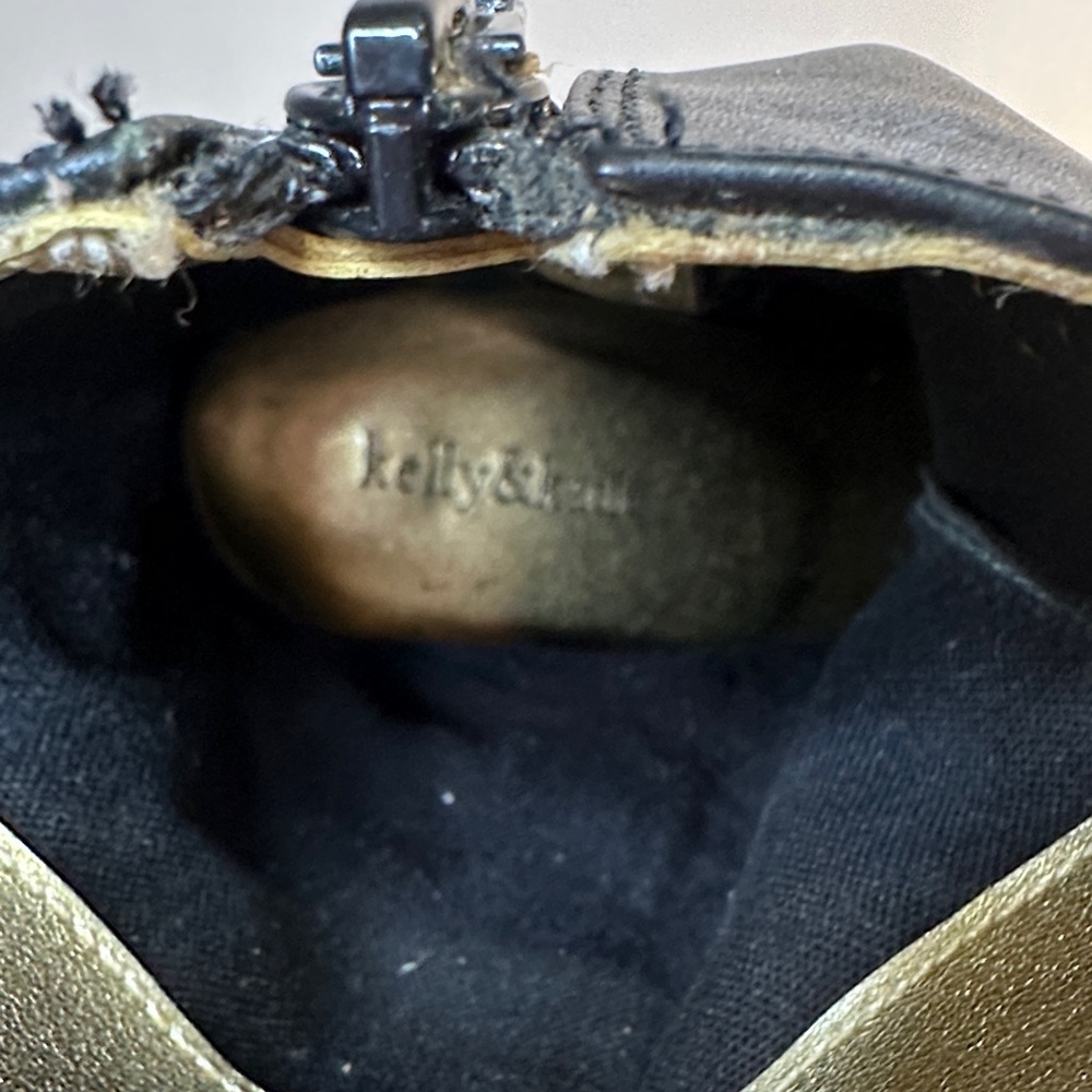 Kelly & Katie Black Heeled Boots with Gold Buckles - Picture 5 of 8